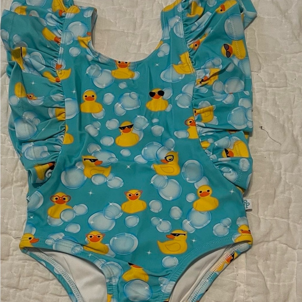 Posh Peanut blue duck bathing suit size 2 years
